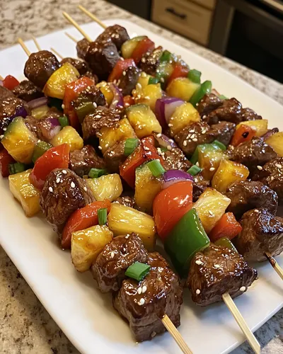 skewers لحم بقر ترياكي الشهي